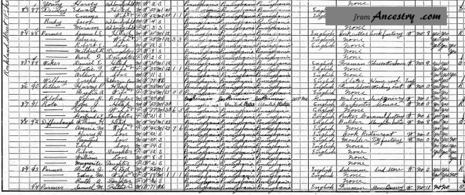 1910 Census Samuel M Parmer