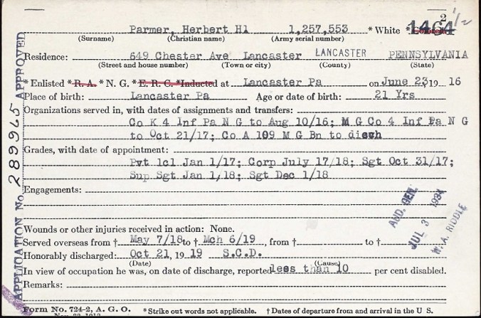 Herbert H. service record