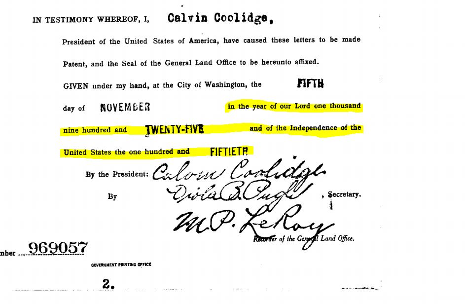 land grant signatres